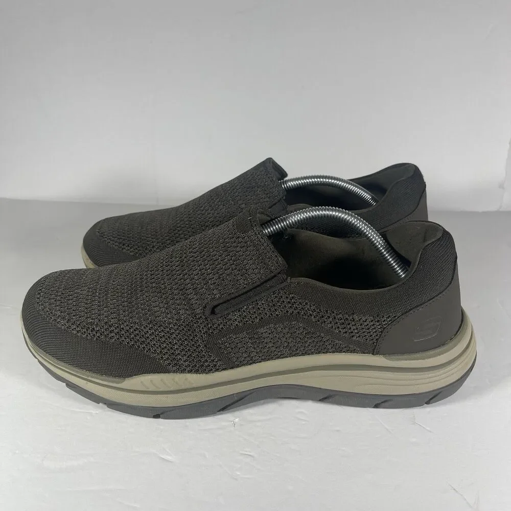 Skechers Relaxed Fit Memory Foam Shoes Mens 12 Olive Brown Slip On 204000 OLBR